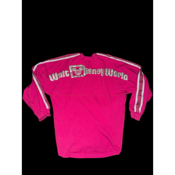 Disney Tops - Disney Parks Walt Disney World Spirit Jersey Shirt Hot Pink Silver Glitter sz M